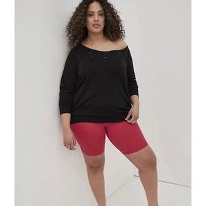 Torrid OFF-SHOULDER LT WEIGHT FRENCH TERRY EMBROIDERED SWEATSHIRT Size 1